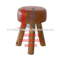 Industrial Leather/Canvas Wooden Round Stool